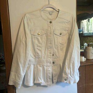Liz Claiborne White Jacket with Ruffle Bottom